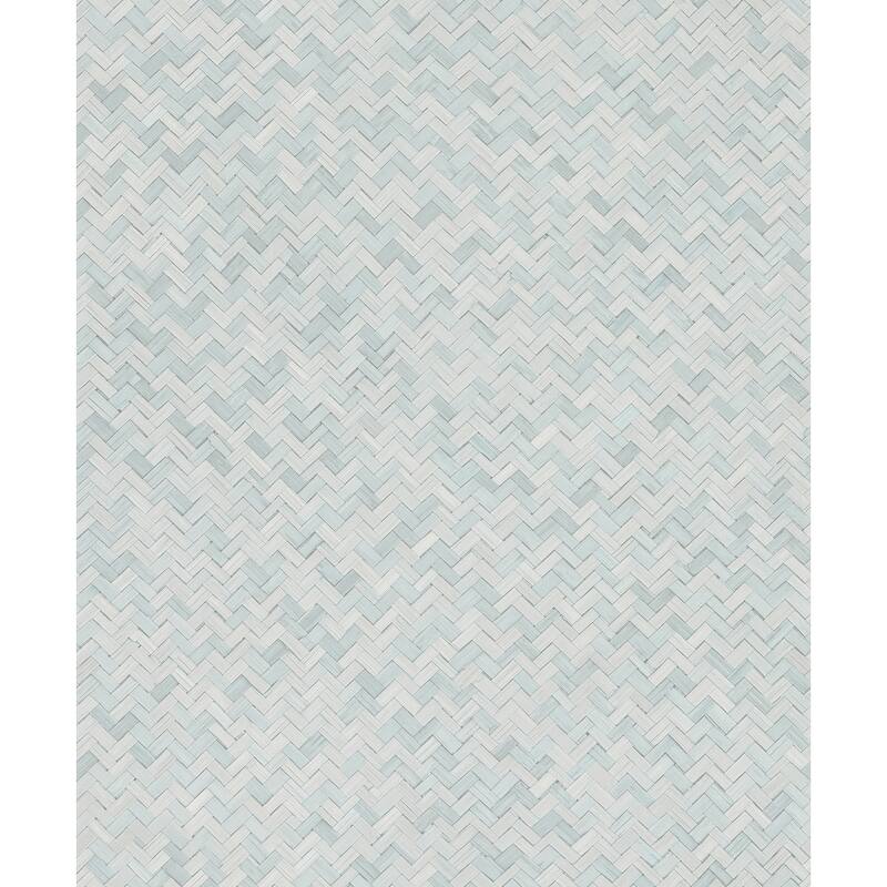 Galerie Wallcoverings Eden Collection Chevron Rattan Weave Vinyl on Non-Woven Matte Wallpaper Roll - 33 feet x 21 inches - Green