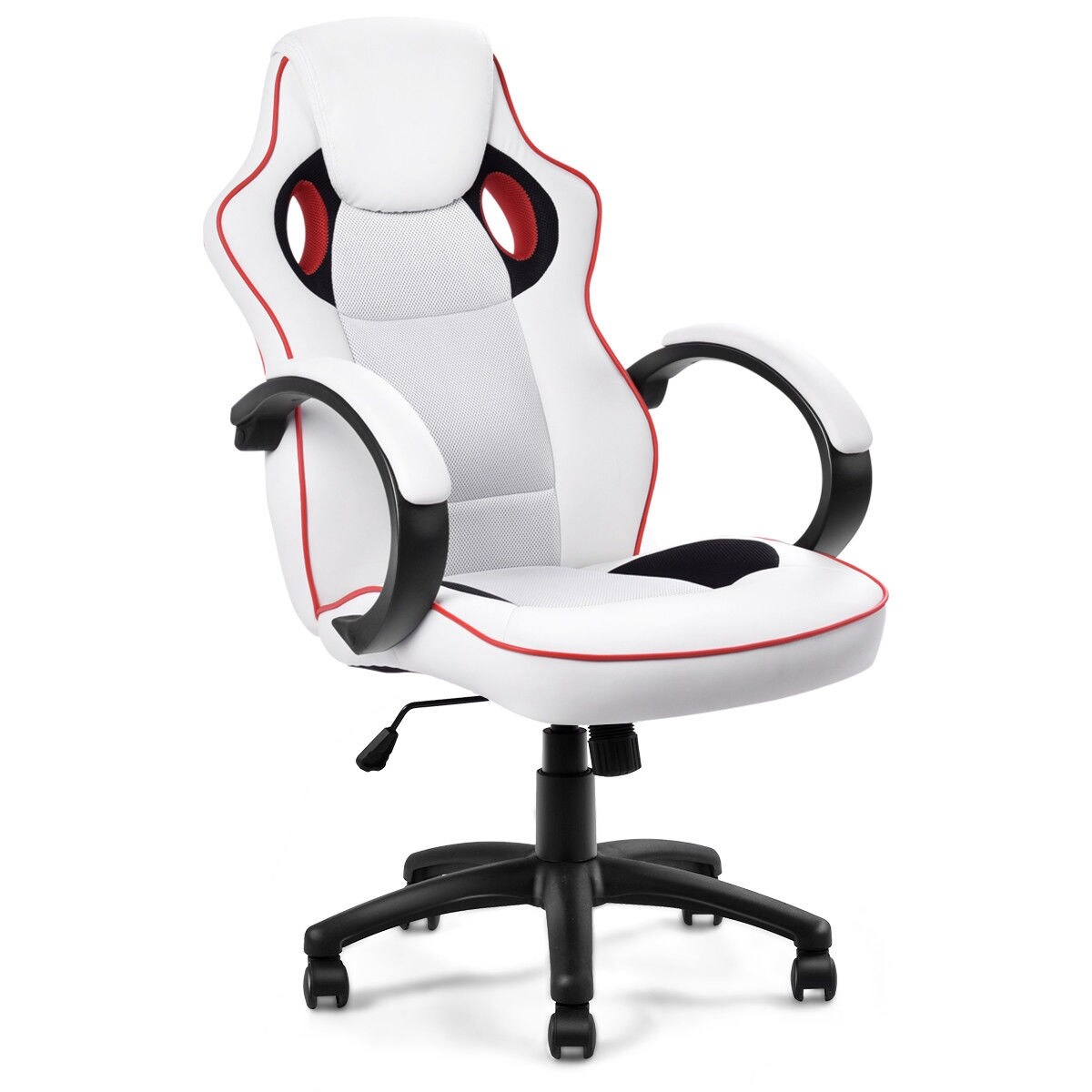 NEW LUXURY BLACK /& GREY LEATHER RACING SEAT OFFICE GAMING SWIVEL GAS LIFT CHAIR