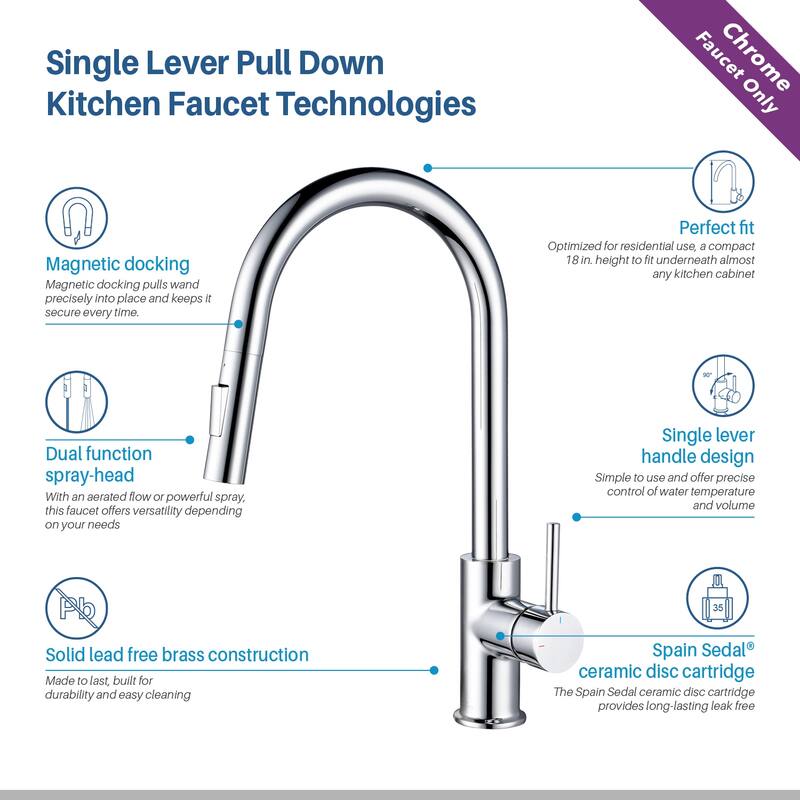 Blossom Solid Pull-Down Kitchen Faucet w/ 360 Swivel, Single Handle