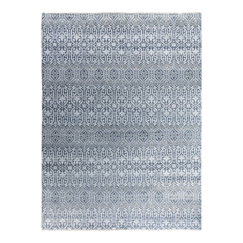 Ikat One-of-a-Kind Hand-Knotted Area Rug, Blue - 9' 1" x 12' 3"