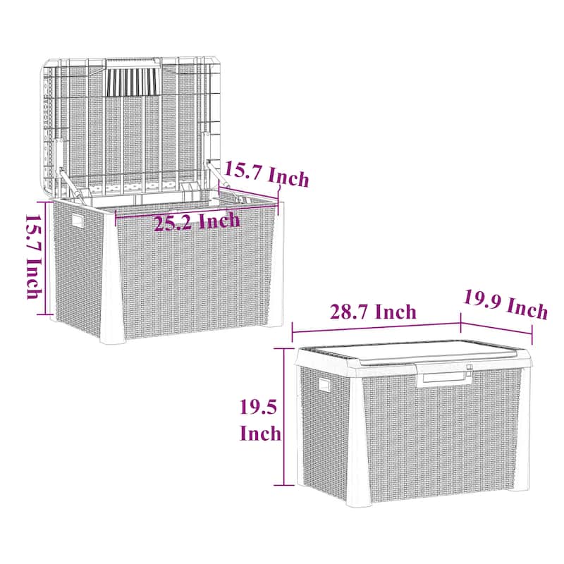 Reina Outdoor Storage Box, Cushion Seat, Dark Gray Polypropylene