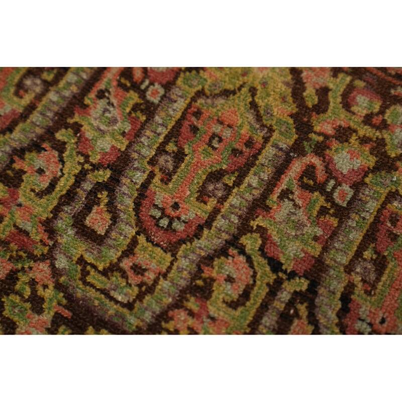 Hand Knotted Oriental 100% Wool Carpet Traditional Geometric Brown Senneh Area Rug - 6' 5'' X 4' 1''