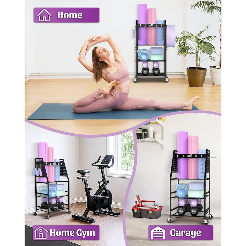 Home Gym Storage Rack for Workout Equipment - 12.6"D x 17.1"W x 34.8"H