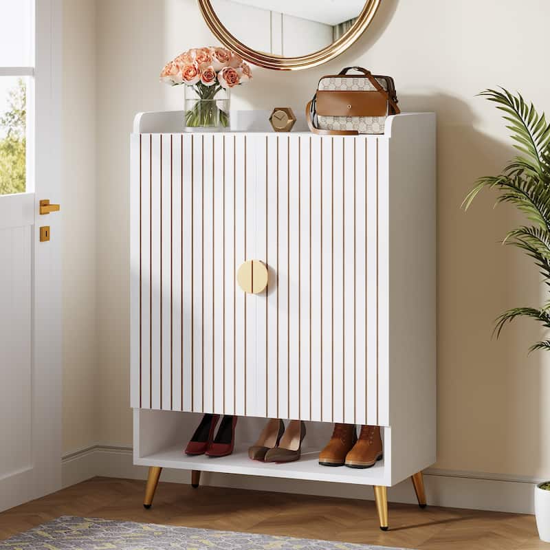 6-Tier Shoe Cabinet with Doors, Wooden Shoes Rack with Adjustable Shelves, Shoe Storage Organizer for Entryway