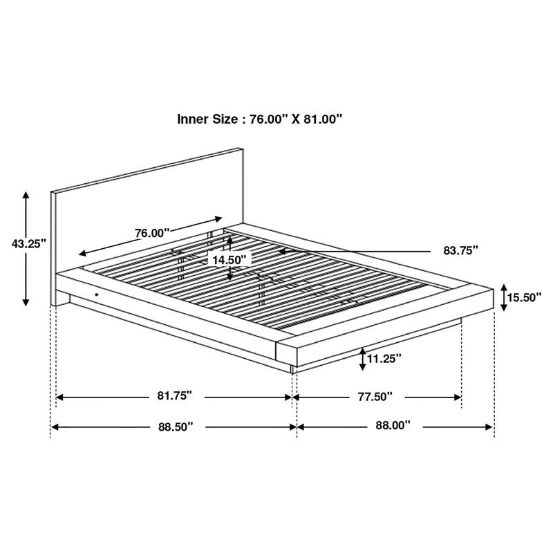 Jessica Contemporary Wood LED Platform Bed