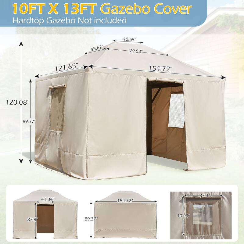 EROMMY Winter Gazebo Cover, Outdoor Cover for Hardtop Gazebos, Enclosed Cover with Sidewalls and Mesh Windows