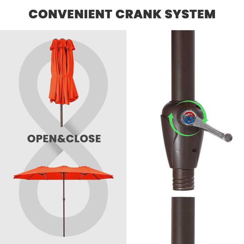 15ft Steel Navy No Tilt Market Patio Umbrella without Base