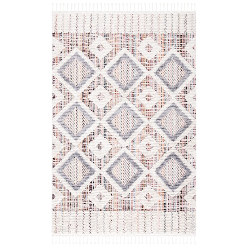 SAFAVIEH Marrakech Moroccan Elenore Boho Braided Tassel Area Rug - 2'2" x 4' - Grey/Multi