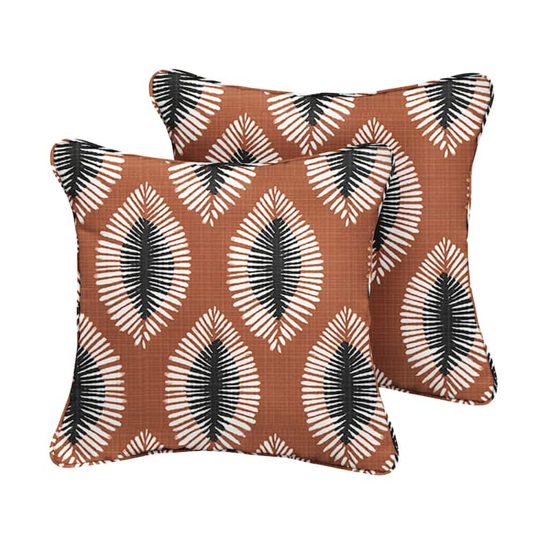 Sorra Home Hayden Sunstone Indoor/Outdoor Corded Square Pillows (Set of 2)