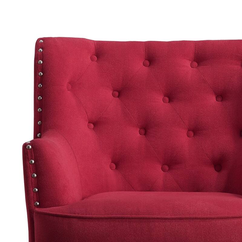 Moser Bay Mignon Velvet / Linen 30'' Wide Tufted Wingback Accent Chair