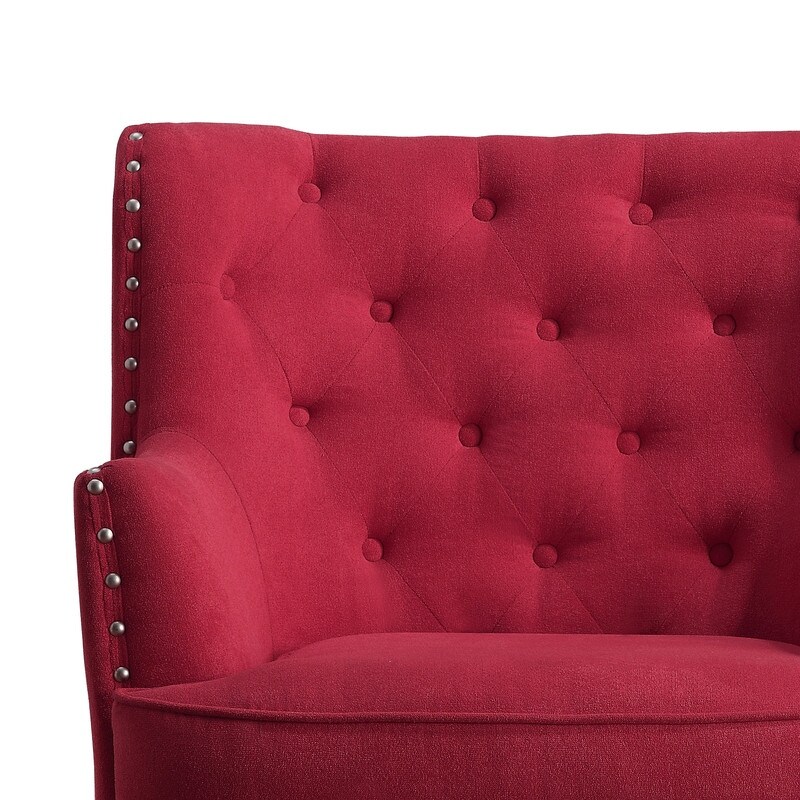 Moser Bay Mignon Velvet Linen 30 Wide Tufted Wingback Accent
