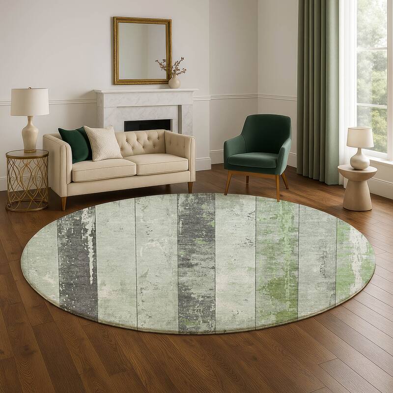 Premium Washable Super Soft Modern Stripe Mayfield Rug - Aloe - 8' x 8'