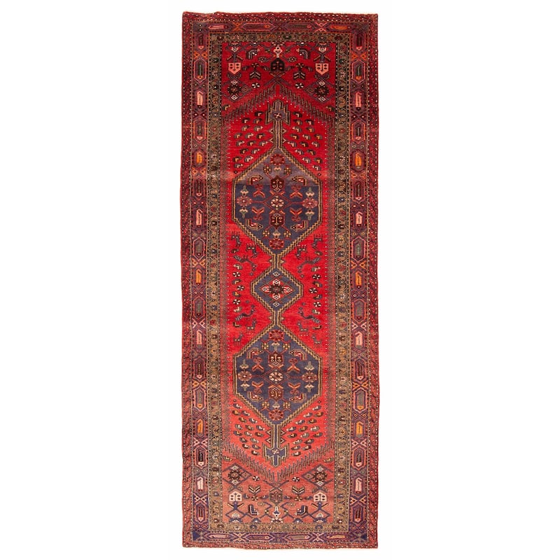 ECARPETGALLERY Hand-knotted Andelz Red Wool Rug - 3'7 x 10'7 - Red - 3'7 x 10'7