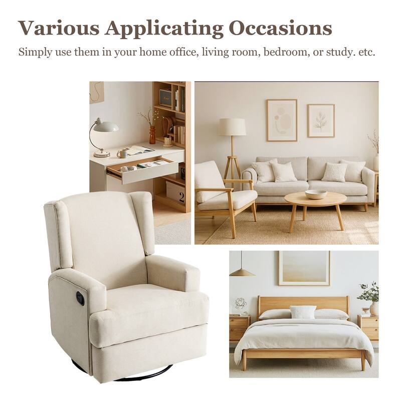 31'' W Manual Glider Swivel Glider Rocker Recliner Nursery Set of 2