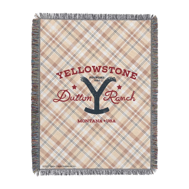 Yellowstone Bozeman Plaid Woven Tapestry Throw Blanket