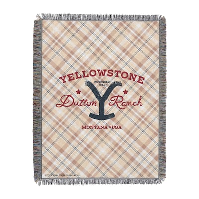 Yellowstone Bozeman Plaid Woven Tapestry Throw Blanket
