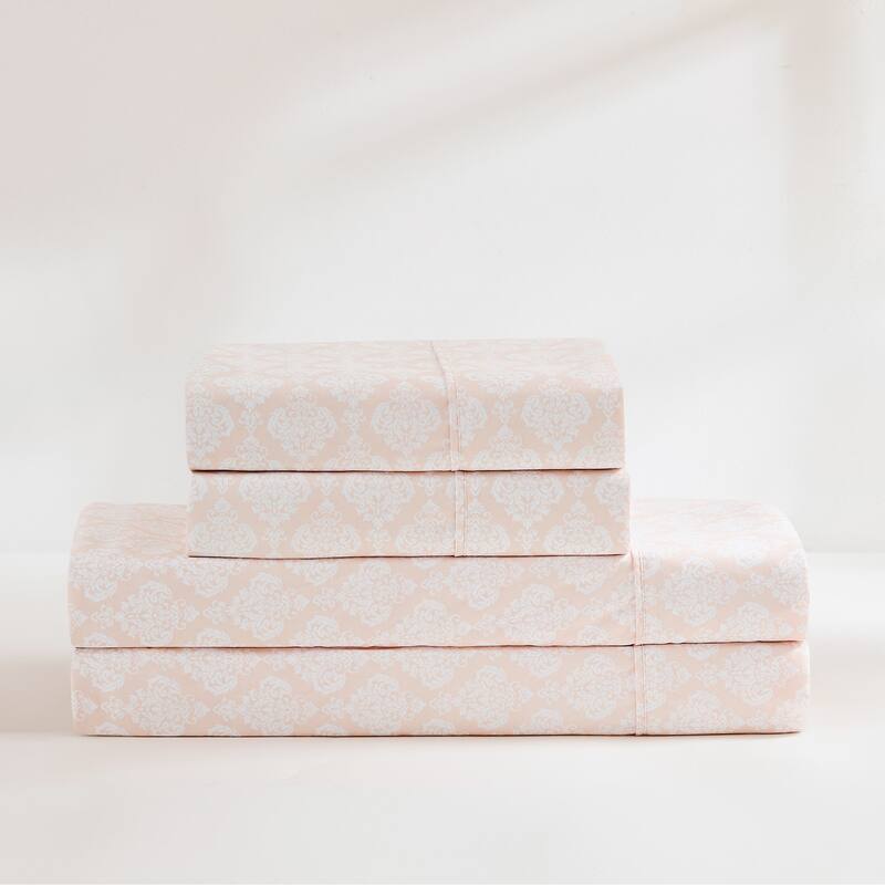 Lush Decor Romer Damask Peach Sheet Set