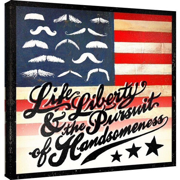 PTM Images 9-100042 PTM Canvas Collection 12" x 12" - "Pursuit of Handsomeness" Giclee Mustache American Flag Art Print on