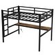 preview thumbnail 5 of 10, Black Full Size Metal Loft Bed with Power Outlet and LED Lighted, Space-Saving, Noise Reduced