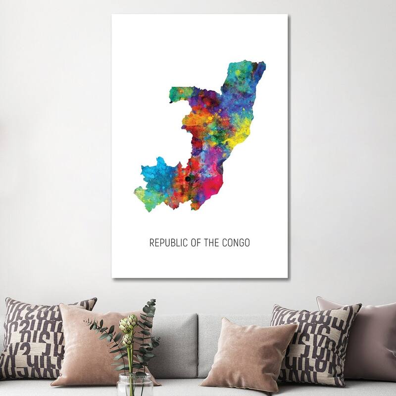 iCanvas "Republic Of The Congo Map" by Michael Tompsett Canvas Print