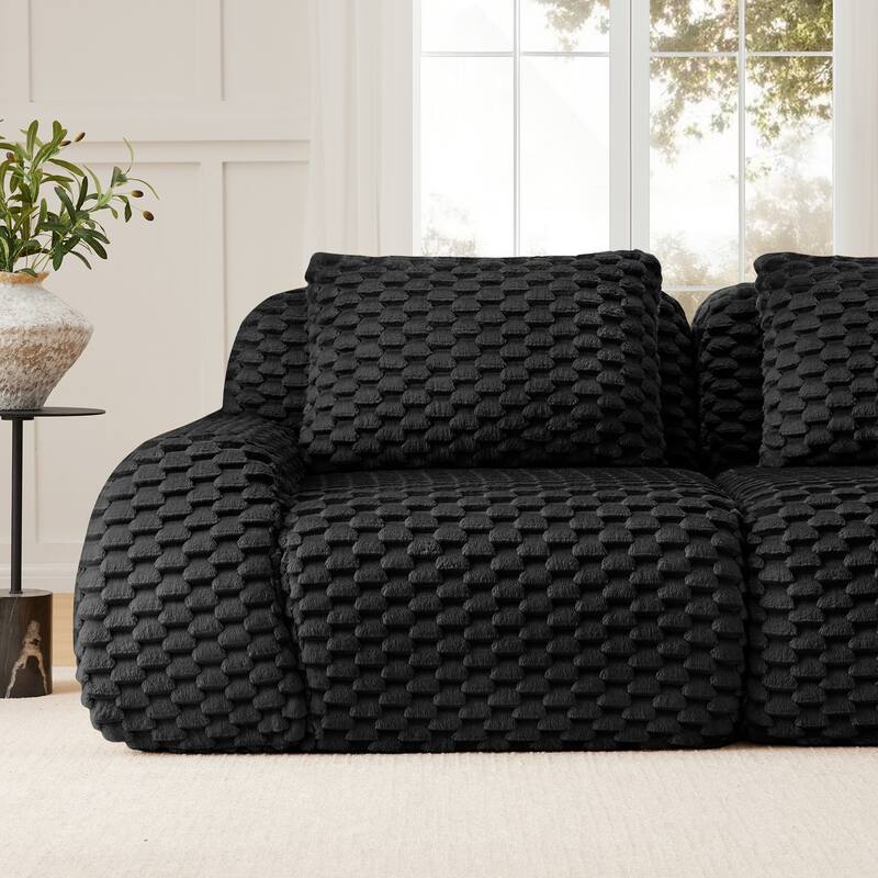 L-Shaped Modular Sectional Sofa for Living Room, Modern Upholstered Sofa Oversized Boneless Deep Seat Couch with Movable Ottoman