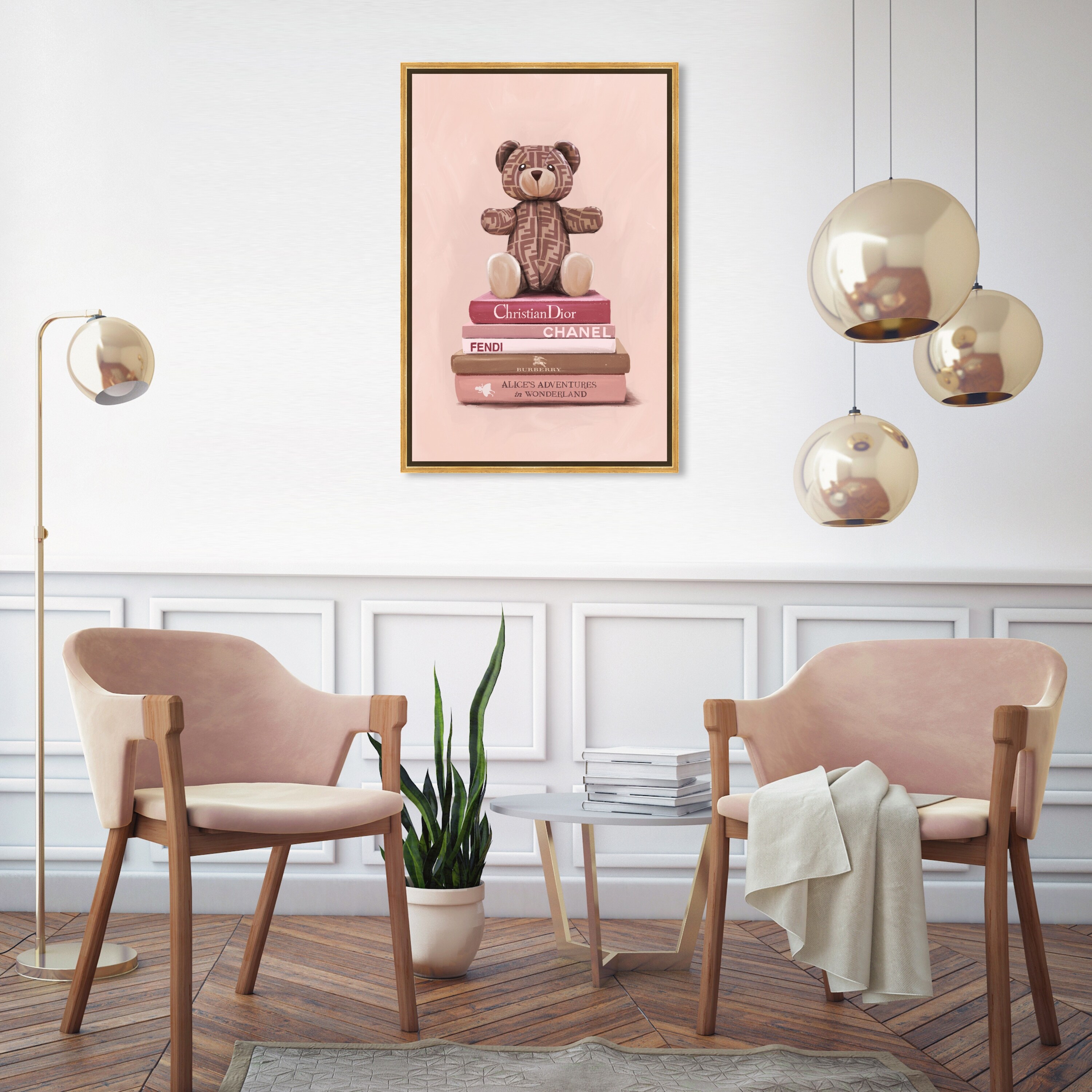 Oliver Gal 'First Glam Teddy Bear' Fashion and Glam Wall Art Framed Canvas  Print Lifestyle - Brown, Pink - Bed Bath & Beyond - 32481899