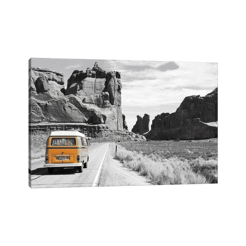 iCanvas "Orange Camper Van" by Pixy Paper Canvas Print