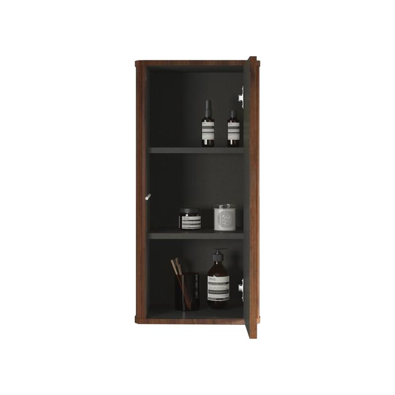 GDFStudio - Floating Wall-Mounted Side Cabinet with Curved Edges and Push-Open Door, Pre-Assembled Storage