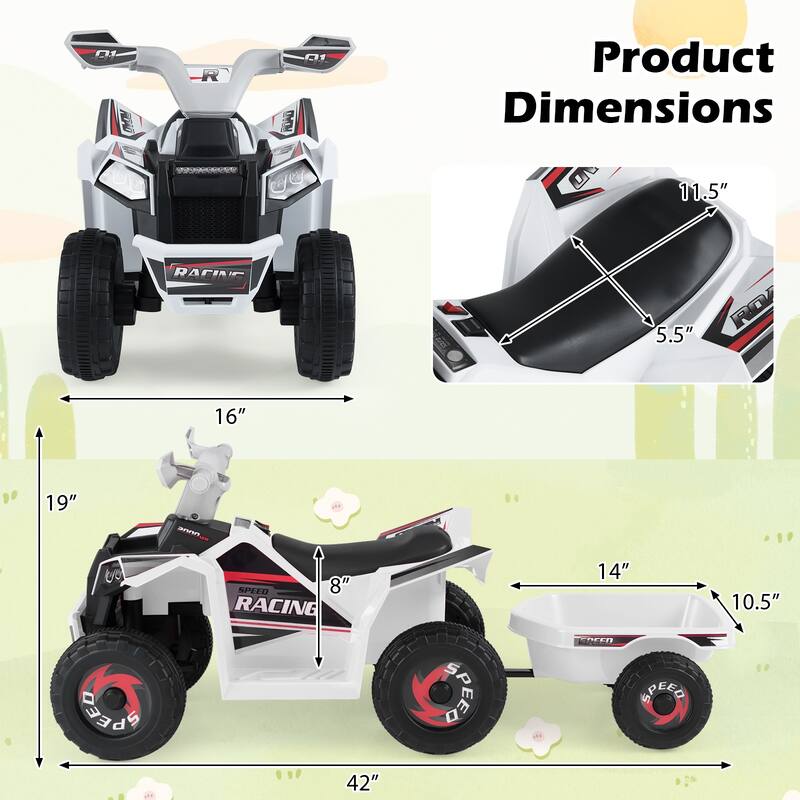 Gymax Kids Electric ATV Car 6V Battery-Powered Ride on Toy w/Removable