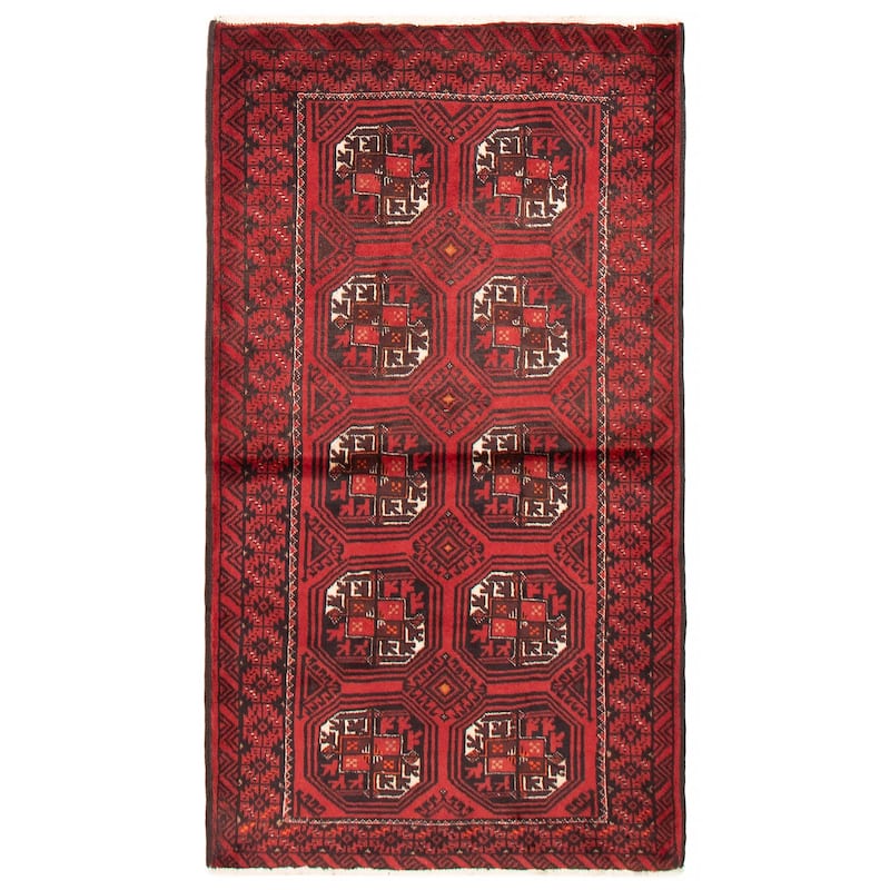 ECARPETGALLERY Hand-knotted Royal Baluch Red Wool Rug - 3'6 x 6'3 - Red - 3'6 x 6'3