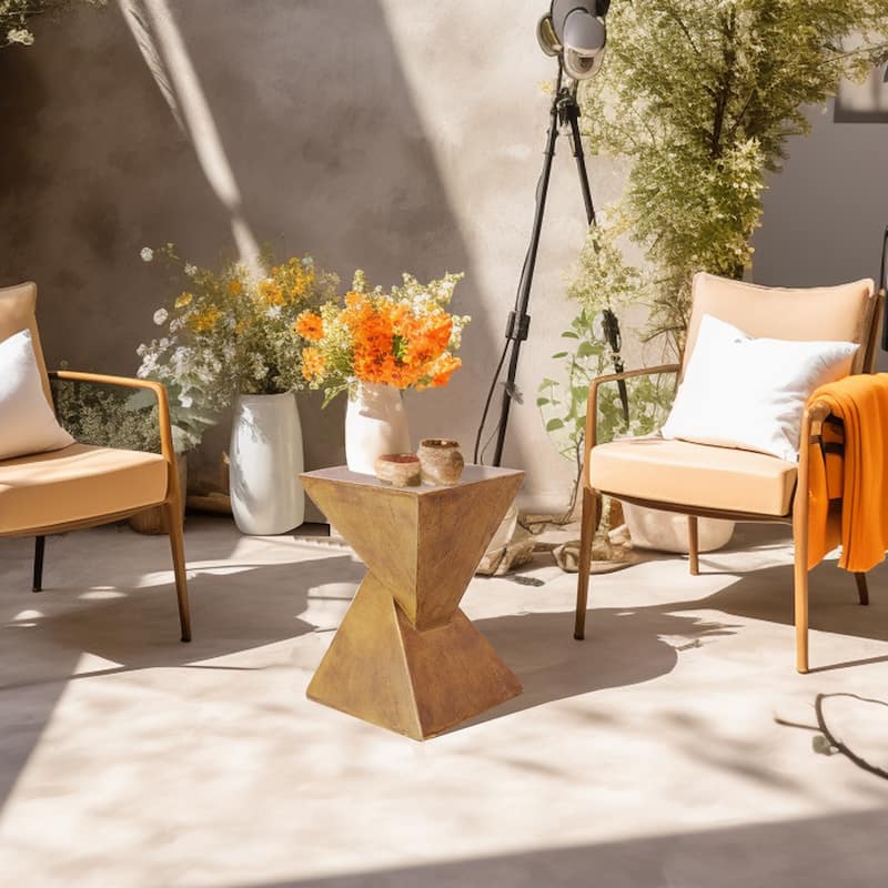 Modern Lightweight Concrete Side Table Accent Table Garden Patio - 12"x12"x18