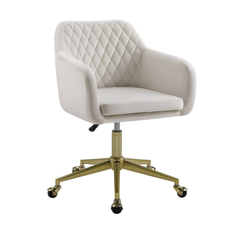 Quilted Office Chair - 34.75" - Off White and Gold