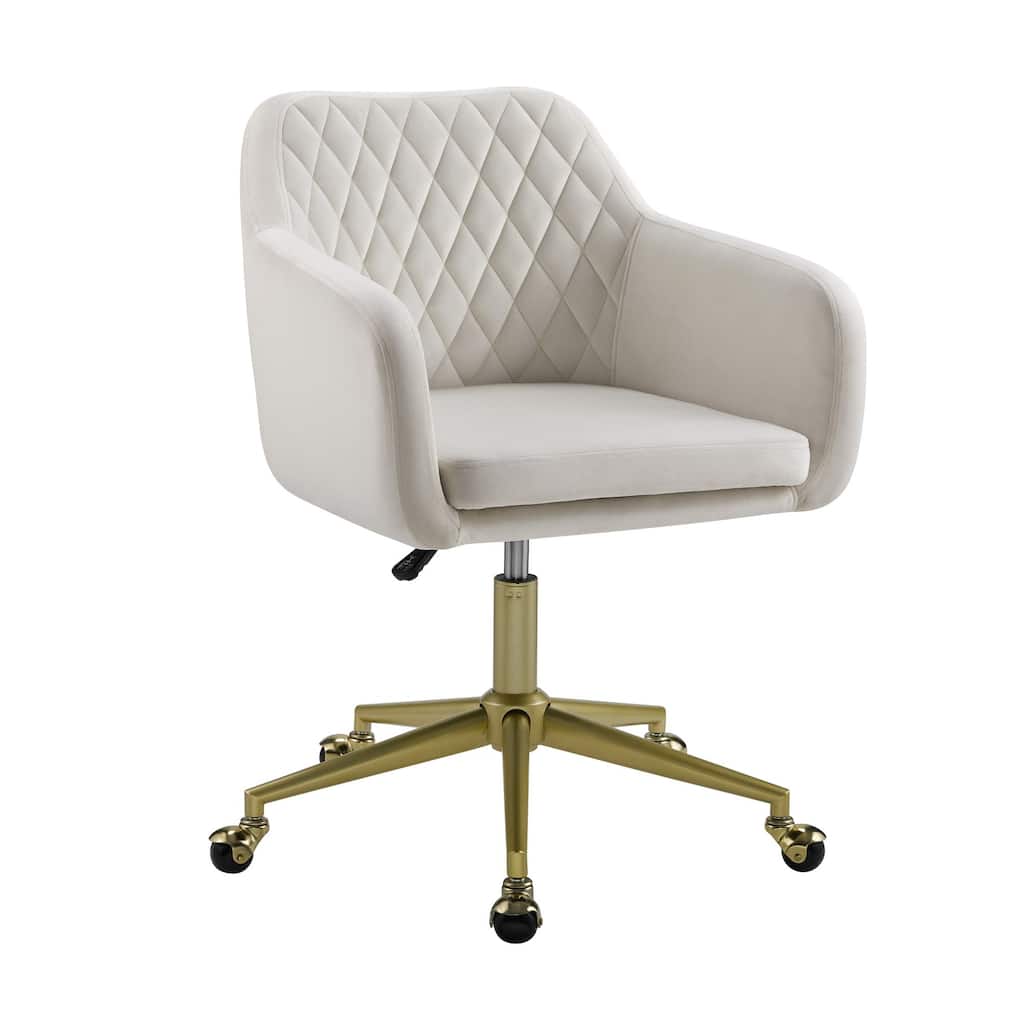 Quilted Office Chair - 34.75" - Off White and Gold