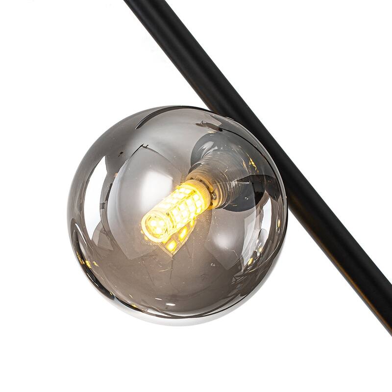 Sleek Modern 6-Light Linear Smoked Glass Mobile Chandelier - 29.9 in