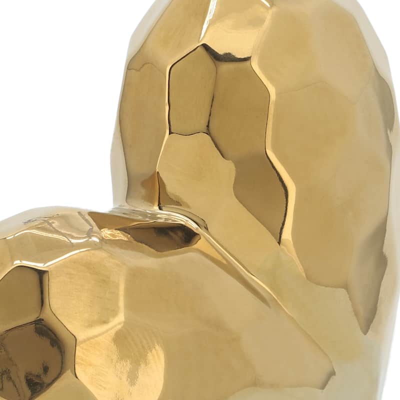Modern Stone Ceramic Geometric Heart Sculpture