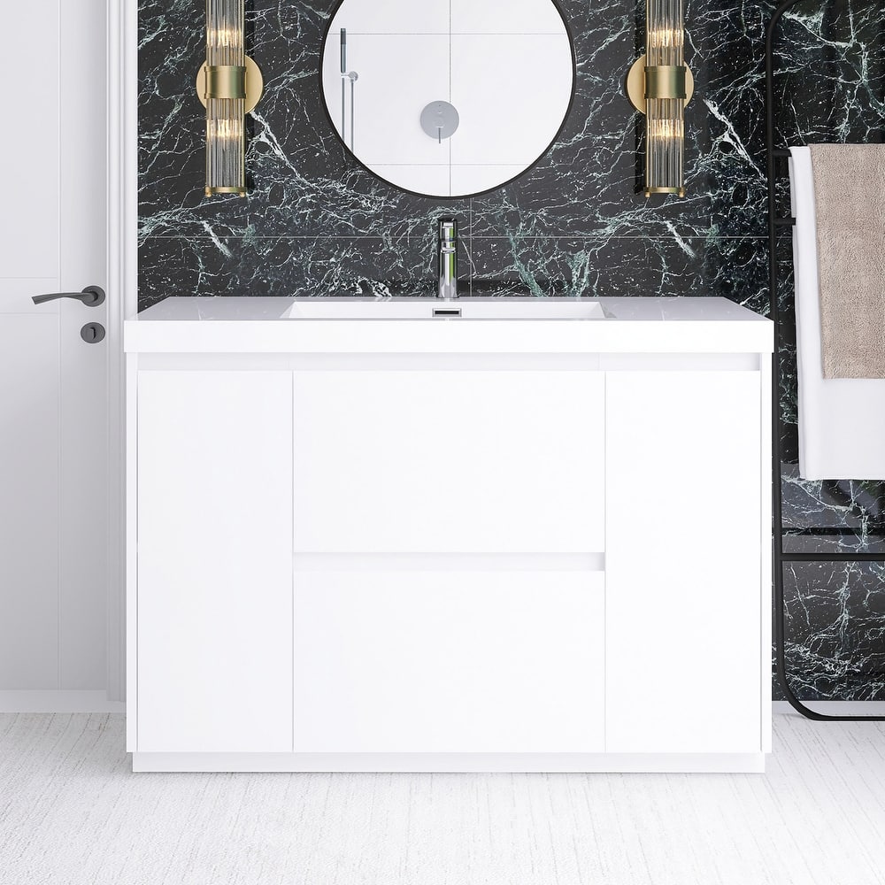 Floating Bathroom Vanity with Integrated Resin Top