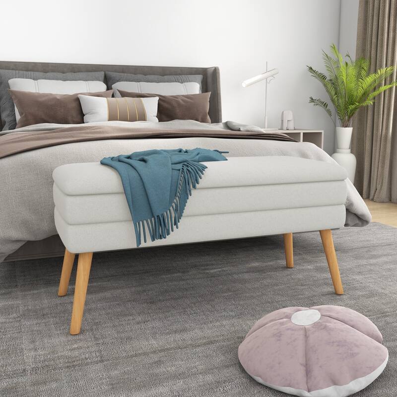 Modern Linen Storage Bench Upholstered Ottoman