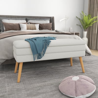 Modern Linen Storage Bench Upholstered Ottoman