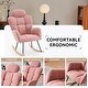 preview thumbnail 5 of 7, Modern Pink Teddy Upholstered Rocking Glider Chair with Pillow – Cozy Accent for Nursery or Bedroom