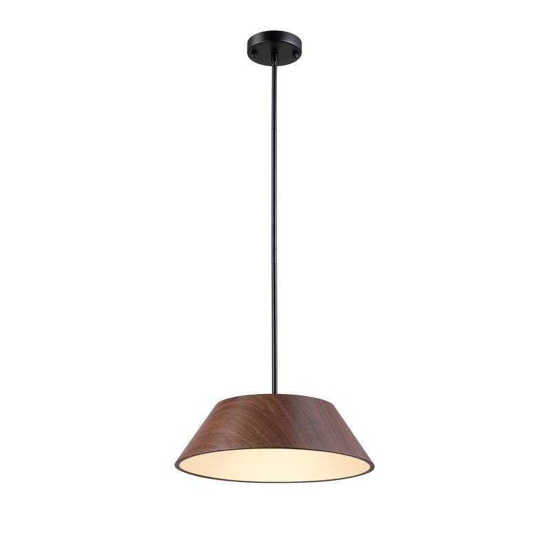 1-Light 15.7" Wide Modern Scandinavian-Style Wood-Like Pendant Lamp with Lamp Shade diffuser
