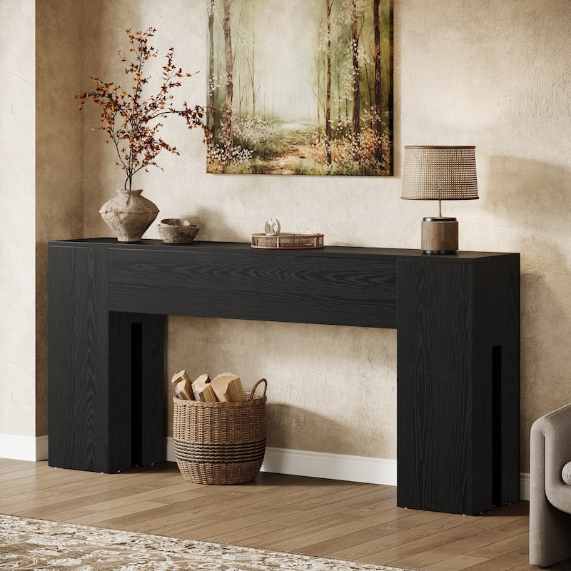 71-Inch Long Console Table for Entryway, Living Room, Rustic Brown - 70.86" L x 13.78" W x 32.3" H