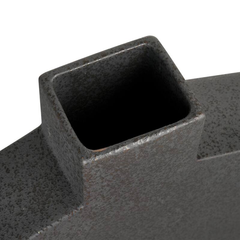 Elk Home Drue Speckled Black Earthenware 16.25 Inch Wide Vase