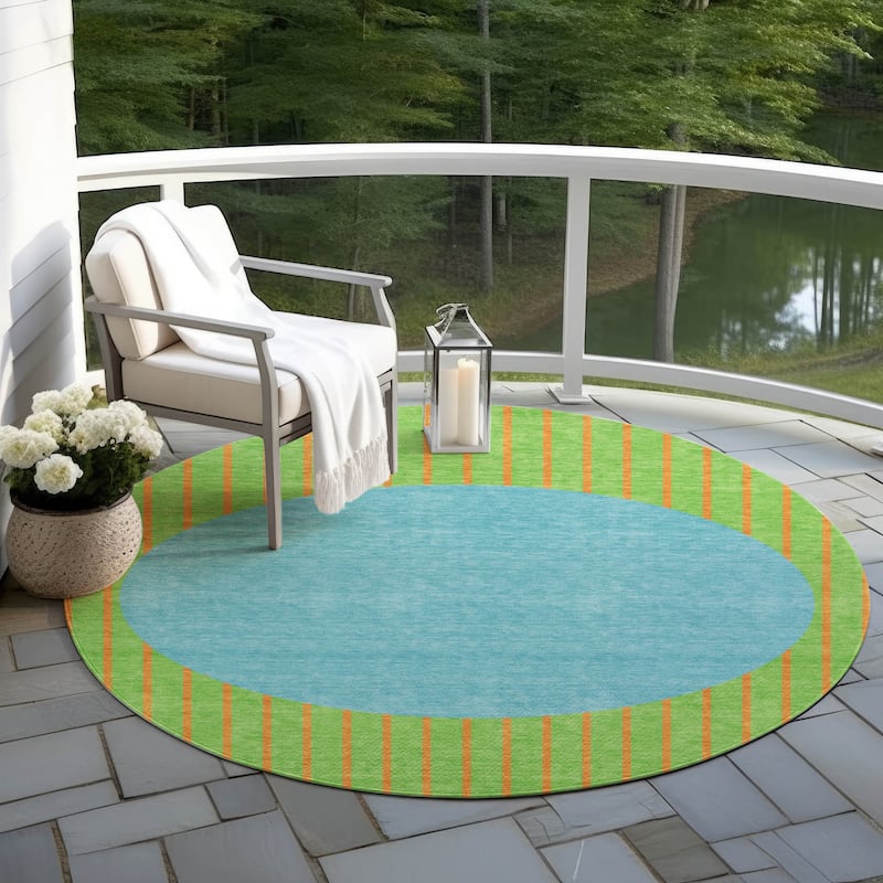 Machine Washable Indoor/ Outdoor Modern Sunrise Chantille Rug