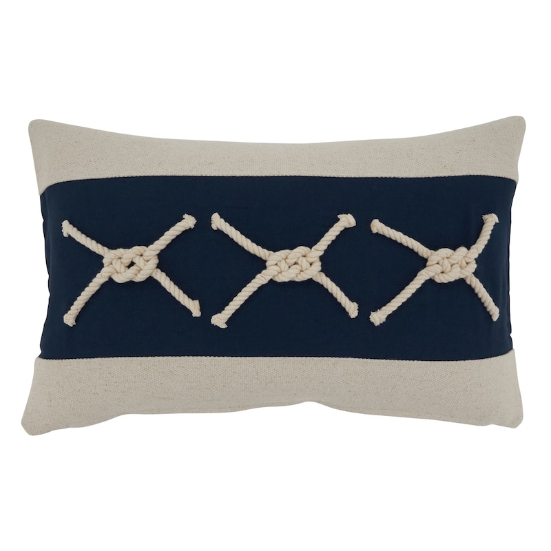 Throw Pillow With Rope Knots Applique - 12"x20" - Cover Only