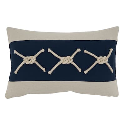 Throw Pillow With Rope Knots Applique