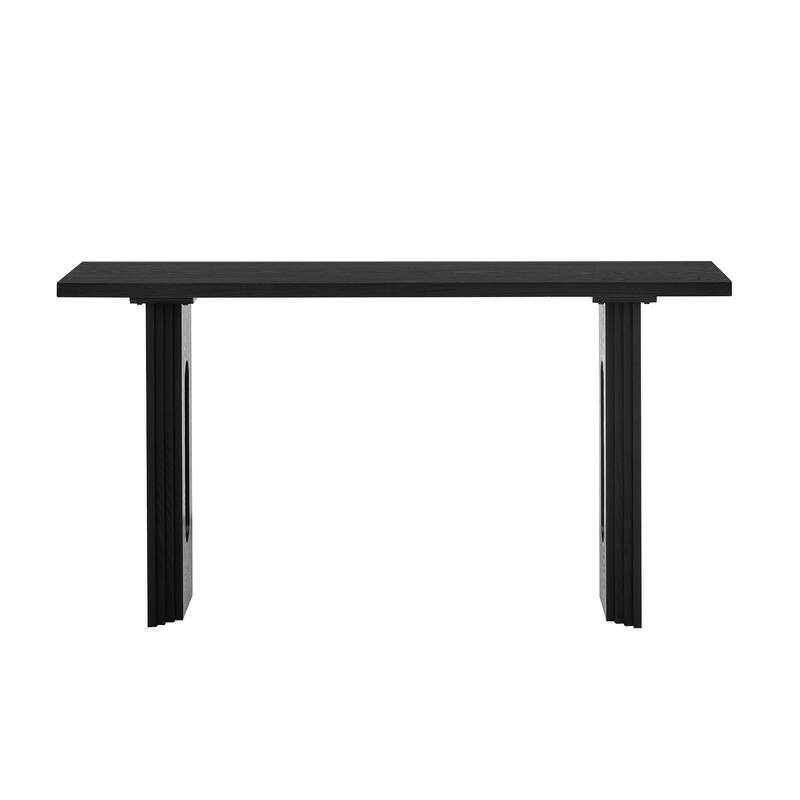 Console Table made of Fraxinus Mandschuric Solid Wood Veneer,with Distinctive Round Hollow Legs