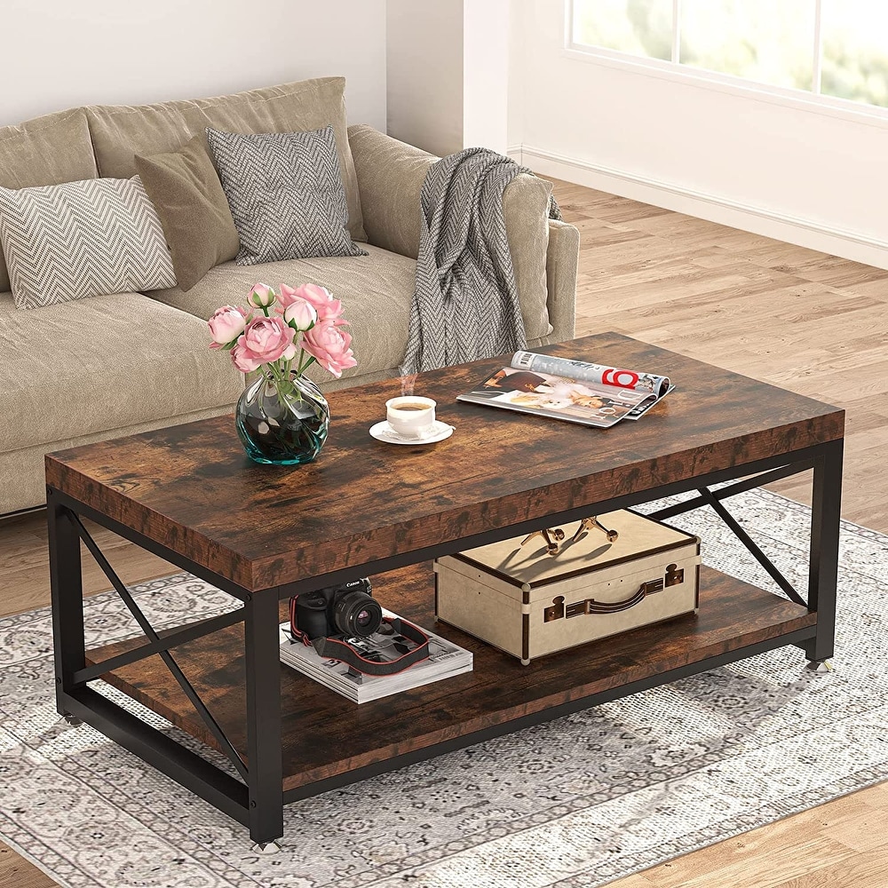 Details about   Vintage Coffee Table Cocktail Table w/ Storage Shelf for Living Room 