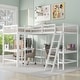 preview thumbnail 16 of 28, Wood Twin Size L-Shaped Loft Bed with Ladder and 2 Built-in L-Shaped Desks, Gray White
