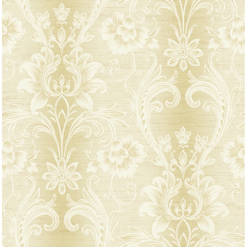 Seabrook Designs Sienna Damask Stripe Unpasted Wallpaper