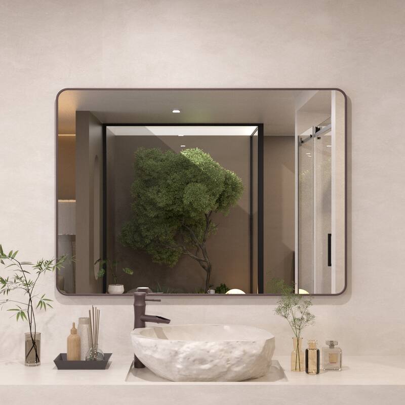 24/30/42/48/60 inch Rectangle Frameless Wall Mounted Bathroom Vanity Mirror - 48" x 36" - Oil Rubbed Bronze